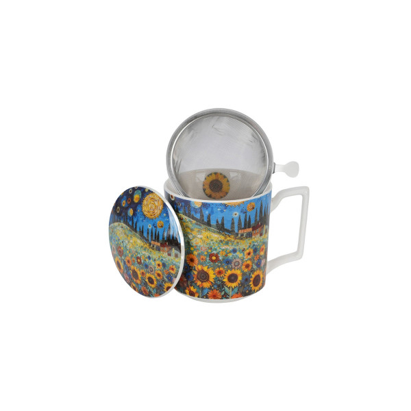 Шолја со инфузер, Modern Art - Sunflower Fields, 450ml 