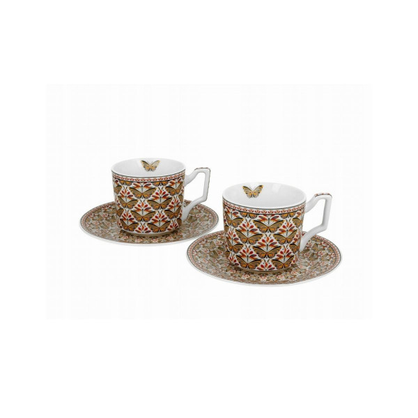 Сет од 2 шолји за еспресо со тацни, Geometric - Papilio, 110ml 