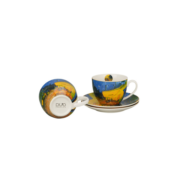 Сет од 2 шолји со тацни Van Gogh - Café Terrace at Night, 110 ml 