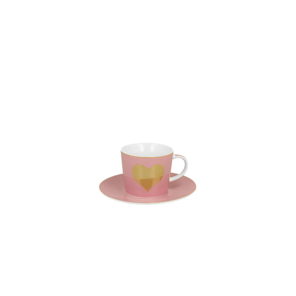 Шолја со тацна Pink - Big Heart, 250 ml 