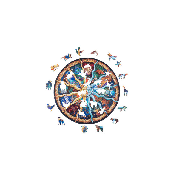 Дрвена сложувалка Astrology Moon, Ø21 cm, 119 парчиња 