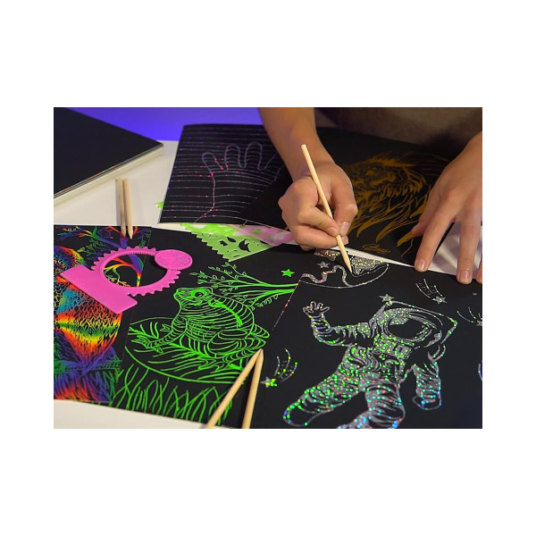 Креативен сет за цртање со гребење, Marvin's Magic Art: Super Bright Scratch Art 