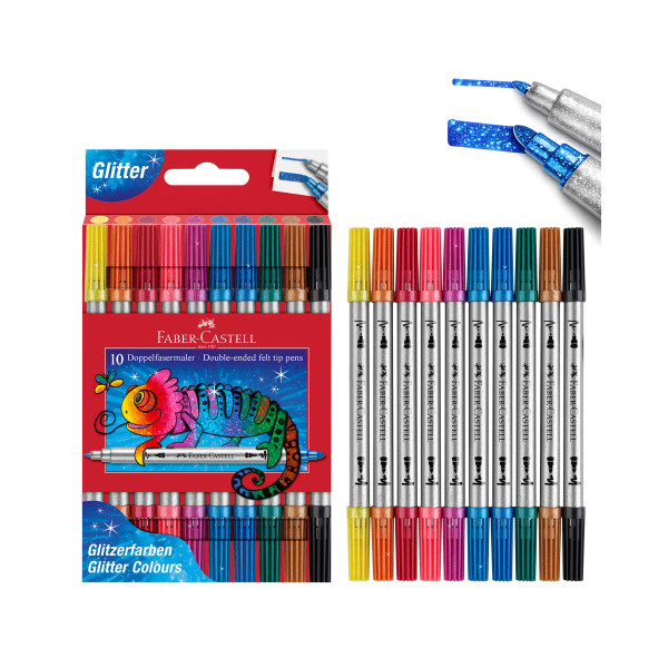 Двострани светкави фломастери, Faber Castell - Glitter, 1/10 