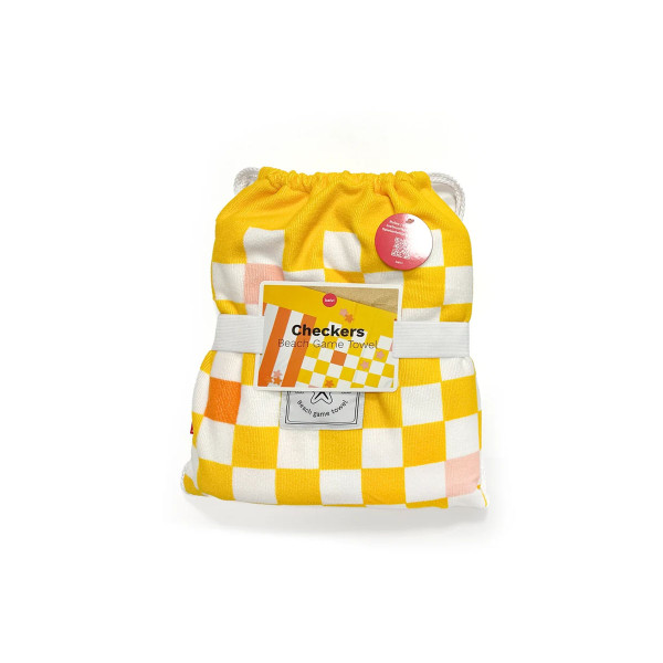 Пешкир за на плажа со игра, Checkers Yellow, 90 x 180 cm 