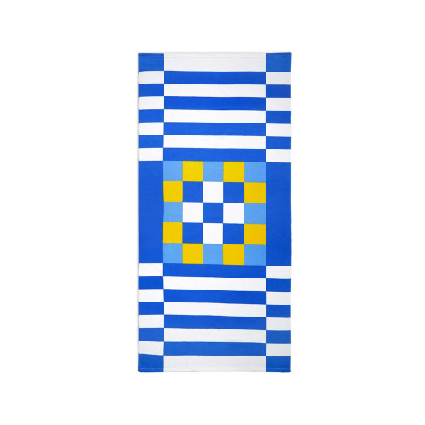 Пешкир за на плажа со игра, Tic-Tac-Toe Blue, 90 x 180 cm 