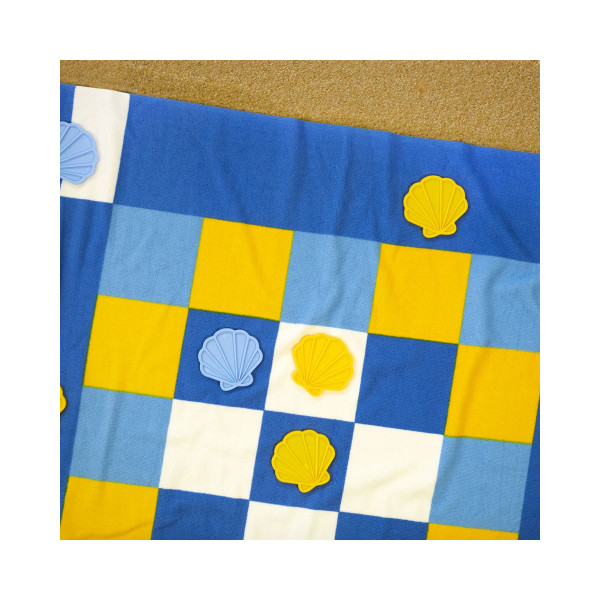 Пешкир за на плажа со игра, Tic-Tac-Toe Blue, 90 x 180 cm 