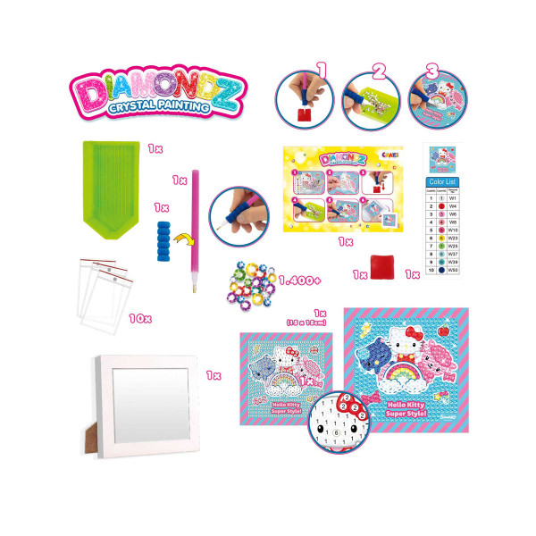 Сет за изработка на слики, Diamondz  Crystal Painting- Hello Kitty 
