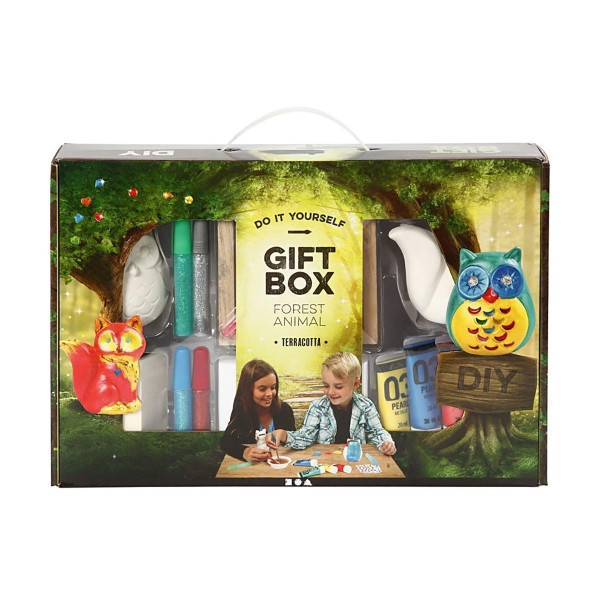 Сет материјали за декорација во кутија, Creative Giftbox, Forest Animals - terracotta 