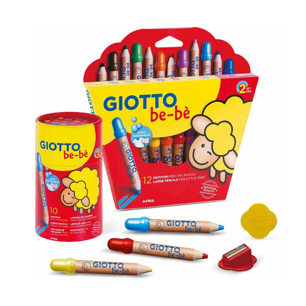 Дрвени боички за најмали, Giotto be-bè, Large pencils, 12 бои 