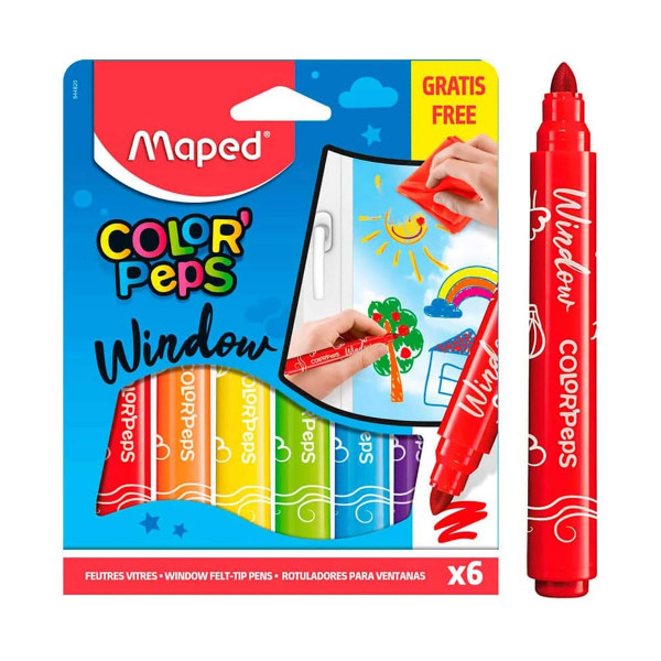 Фломастери за стакло, Maped, Color'Peps Window, 1/6 