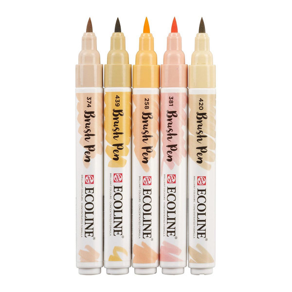 Сет од 5 брашпенс, TALENS, Ecoline Brush Pen set, BEIGE PINK