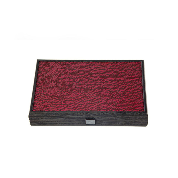 Сет за табла, Handcrafted Burgundy Red - Travel Size
