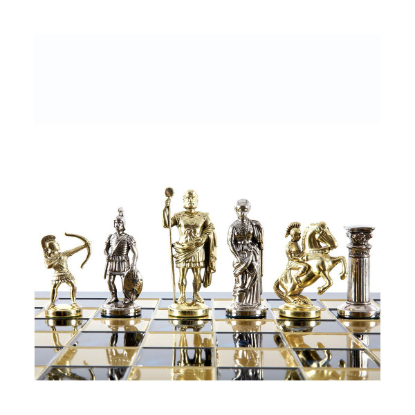 Сет за шах, Handcrafted Archers Set, голем, син со златни/сребрени фигури 