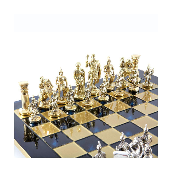 Сет за шах, Handcrafted Archers Set, голем, син со златни/сребрени фигури 
