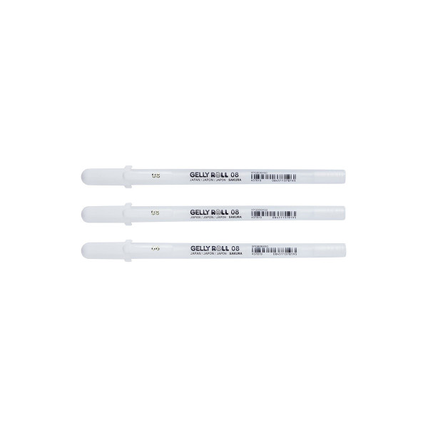 Сет од 3 гел-ролери, Sakura, Gelly Roll Basic, Bright White - medium, 08 