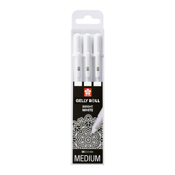 Сет од 3 гел-ролери, Sakura, Gelly Roll Basic, Bright White - medium, 08 
