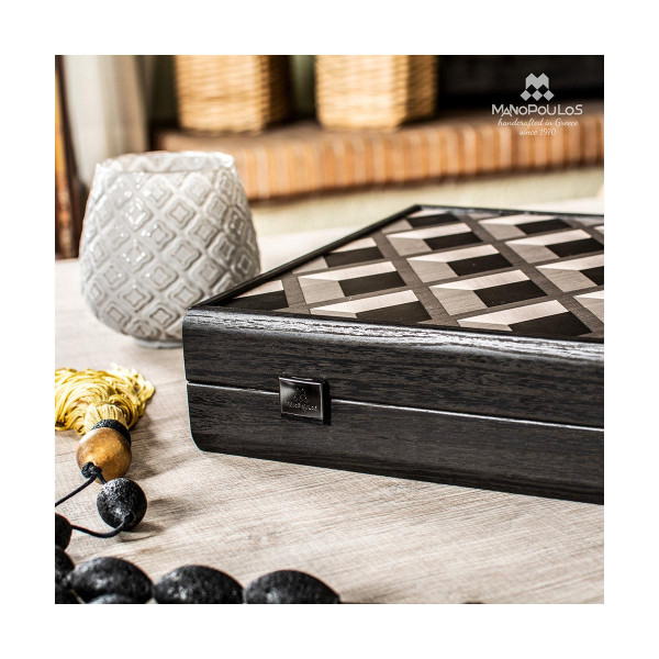 Сет за табла, Premium Handcrafted Grid Wood Illusion, голем