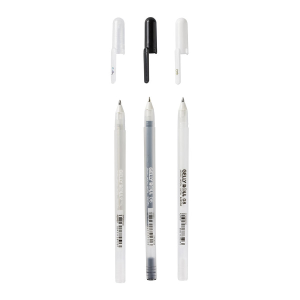 Сет ролери, Sakura, Gelly Roll Mixed Сет - Clear/Black/White, 1/3