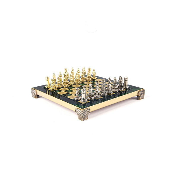 Сет за шах, Byzantine Empire, екстра мал, зелен со златни/сребрени фигури 