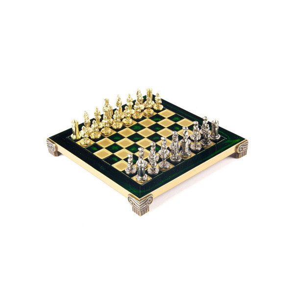 Сет за шах, Byzantine Empire, екстра мал, зелен со златни/сребрени фигури 