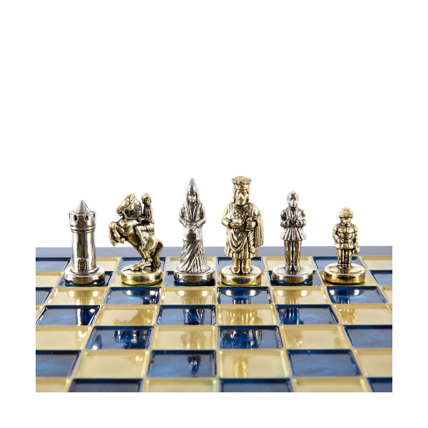 Сет за шах, Byzantine Empire, екстра мал, син со златни/сребрени фигури 