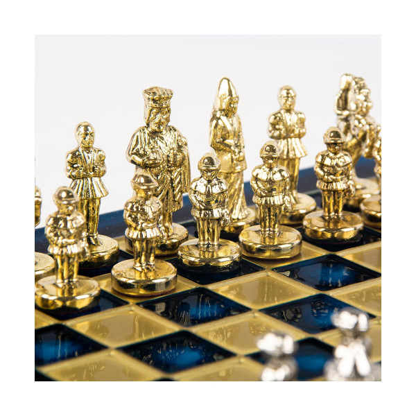 Сет за шах, Byzantine Empire, екстра мал, син со златни/сребрени фигури 