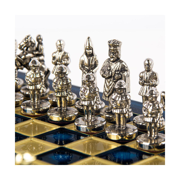Сет за шах, Byzantine Empire, екстра мал, син со златни/сребрени фигури 
