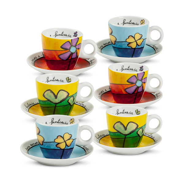 Сет од 6 шолји со тацни, Pane Amore Fantasia 