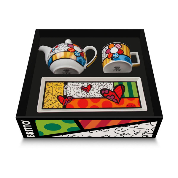 Сет од чајник, шолја и послужавник, Britto - Flower 