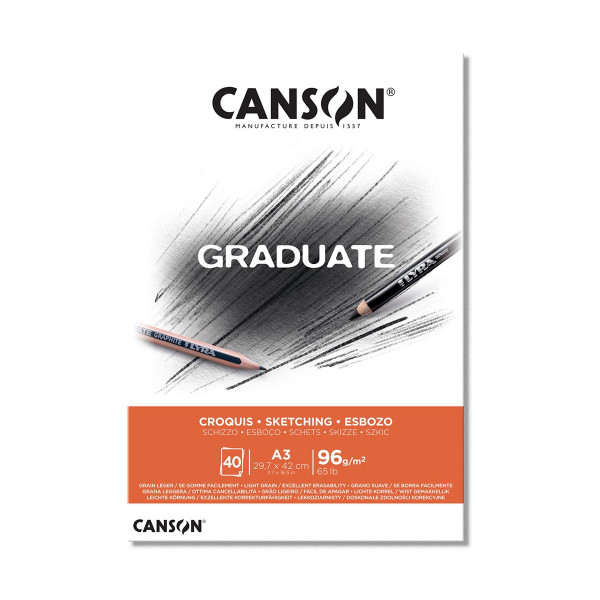 Хартија за цртање - блок, Canson, Graduate - Sketching, A3, 96г/м² 