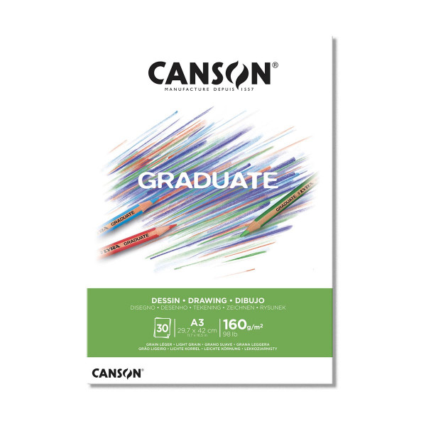 Хартија за цртање - блок, Canson, Graduate - Drawing, A3, 160 г/м² 