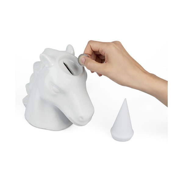 Касичка за пари со ламба, Unicorn, бела