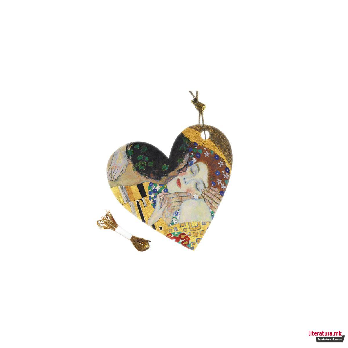 Сет од 10 тагови за подарок во форма на срце, Gustav Klimt 