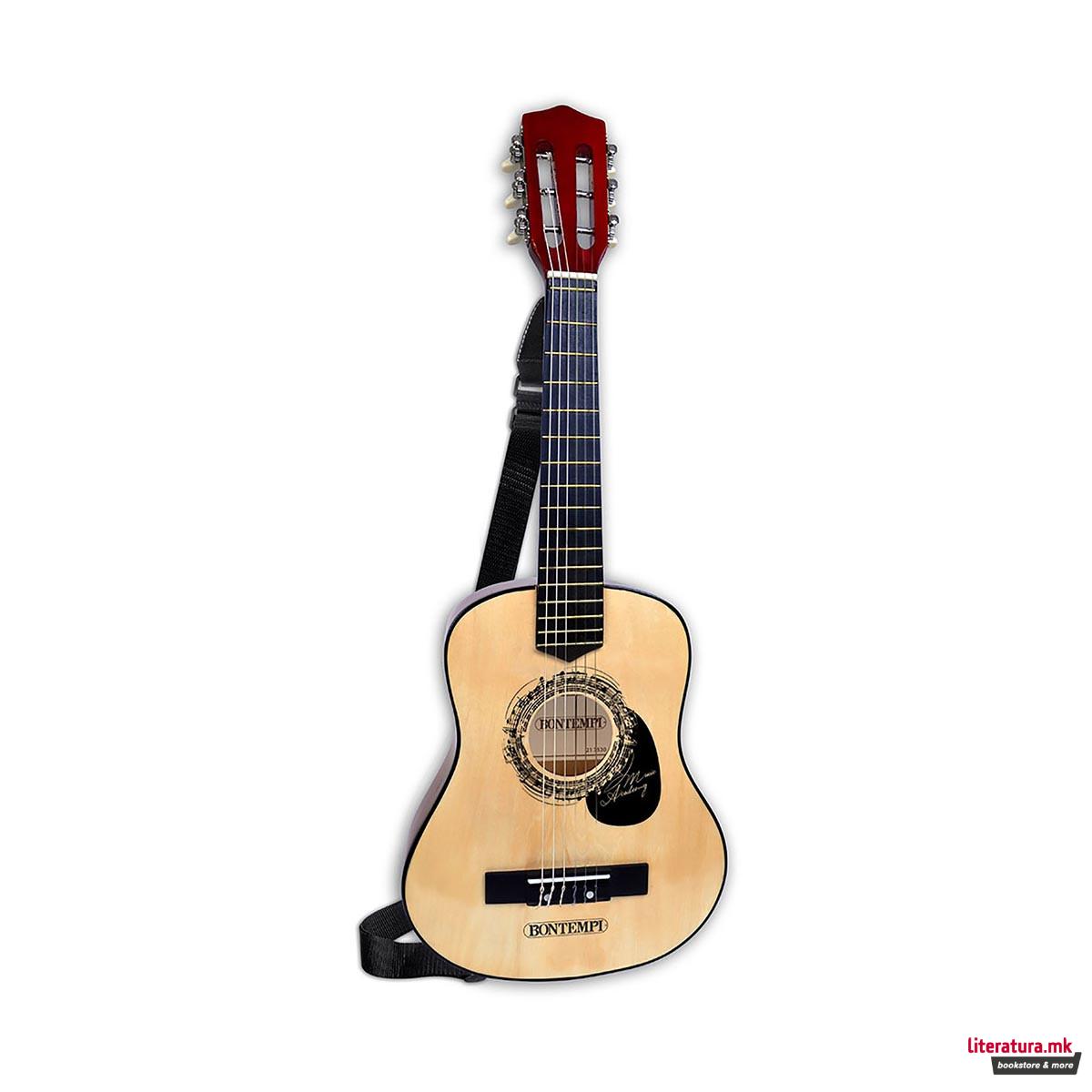 Дрвена гитара со ремен, Wooden Guitar, 75cm 