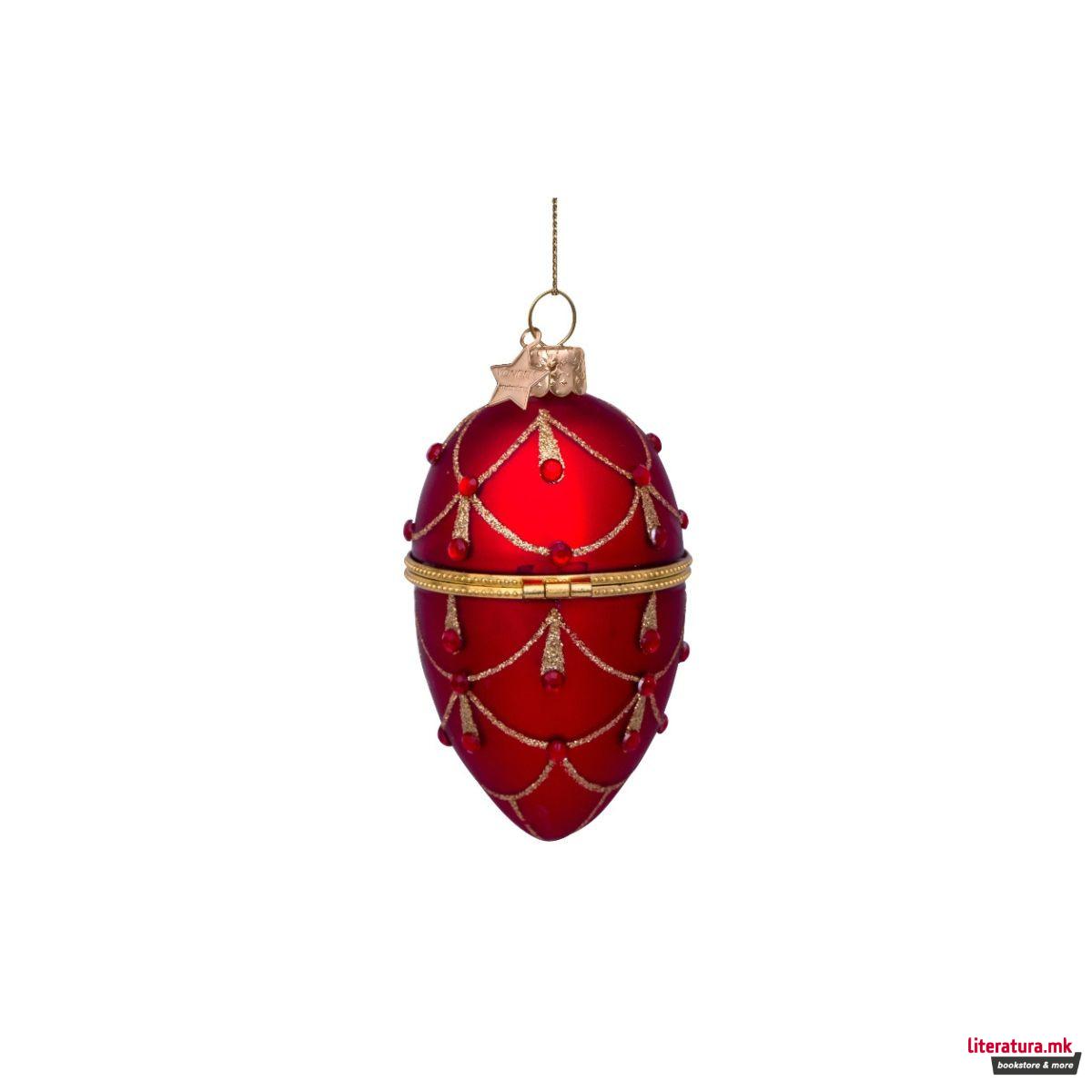 Лампион, Red Egg with Red Diamonds, 10cm