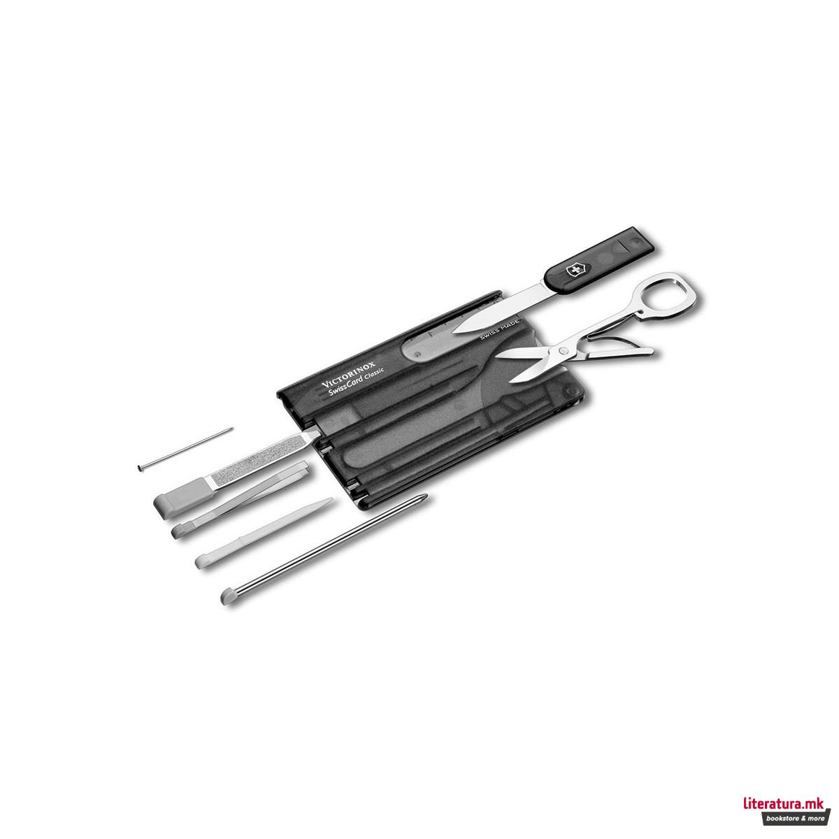 Џебна алатка - картичка, Victorinox, Swiss Card, 82 x 54.5мм, црнa 