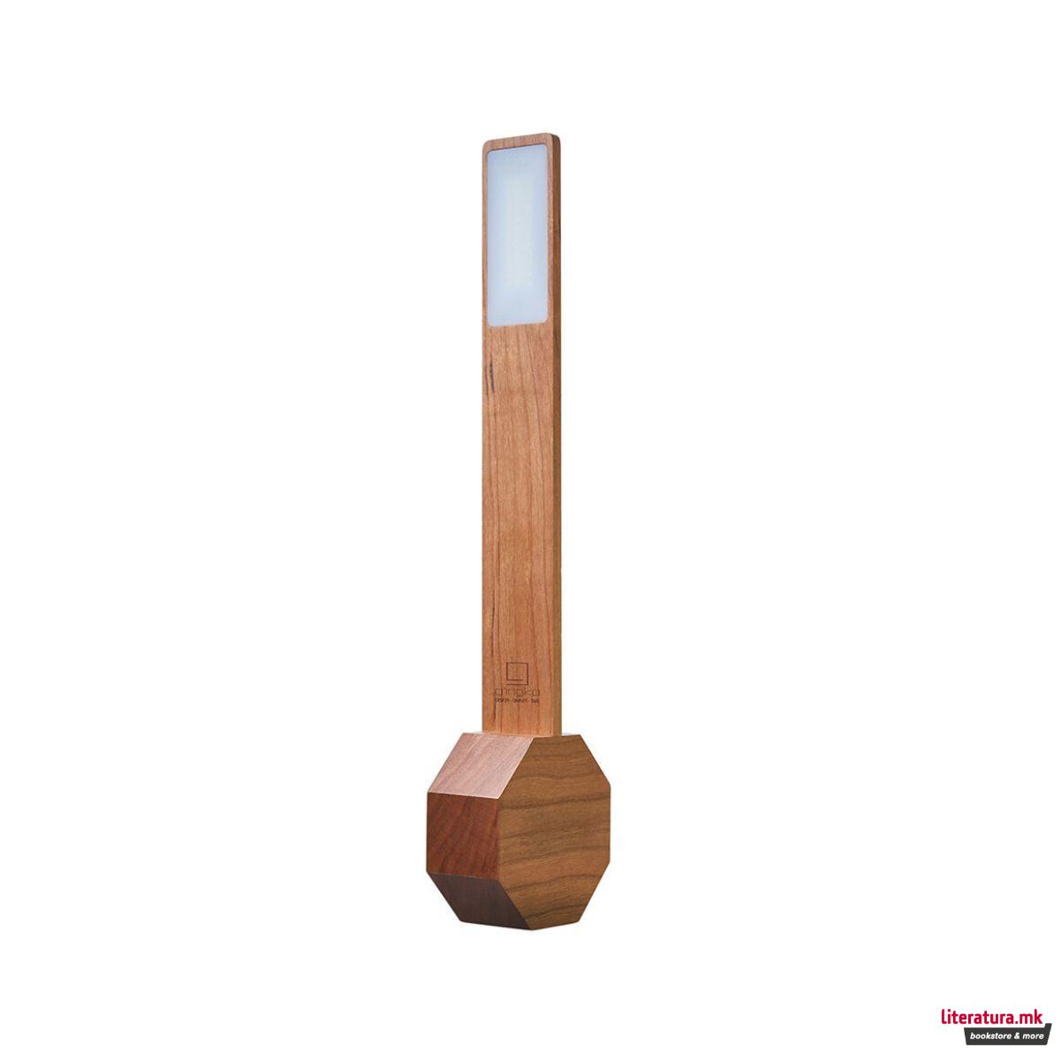 Часовник/Ламба, Octagon One Plus Portable Alarm Clock Desk Light, дрво - цреша