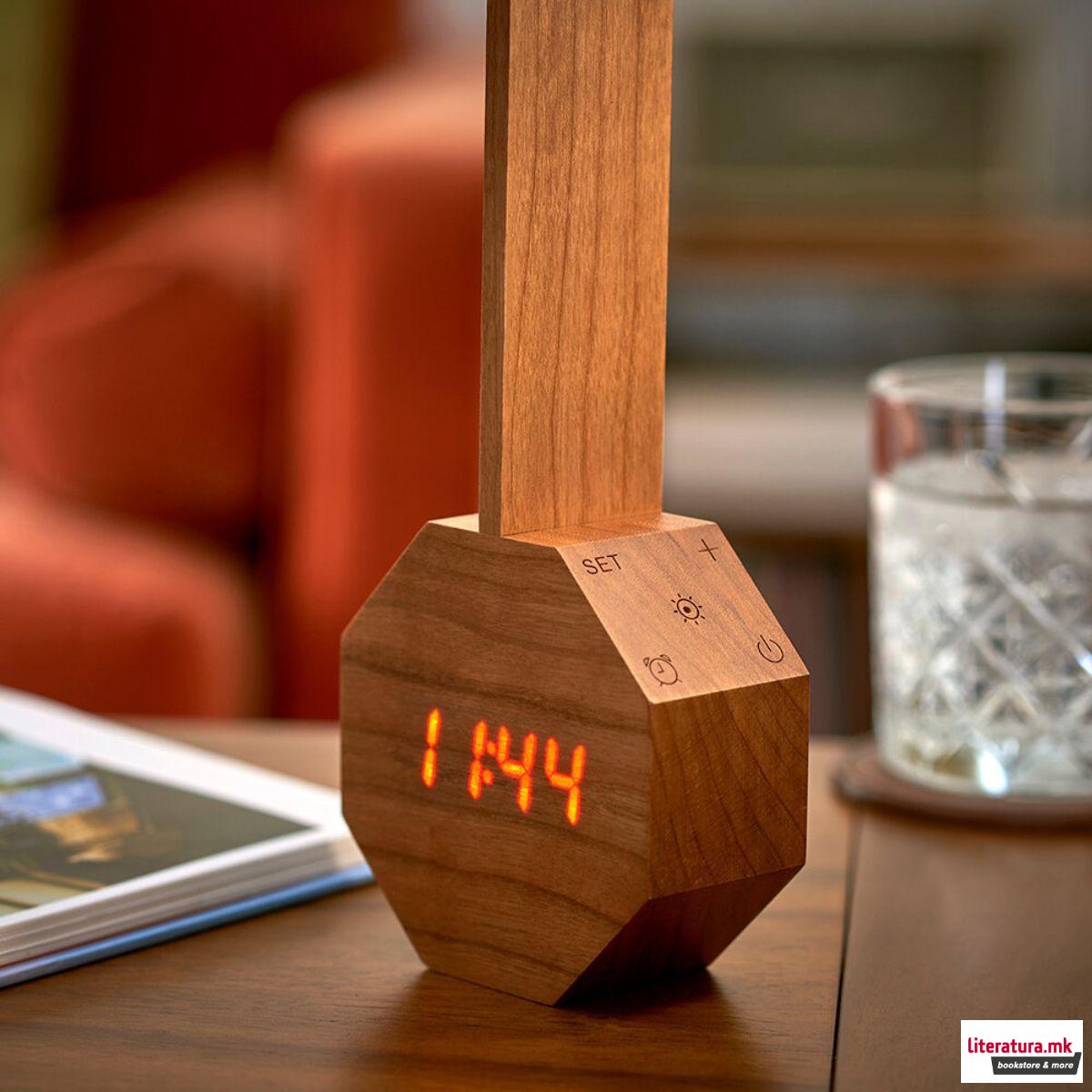 Часовник/Ламба, Octagon One Plus Portable Alarm Clock Desk Light, дрво - цреша
