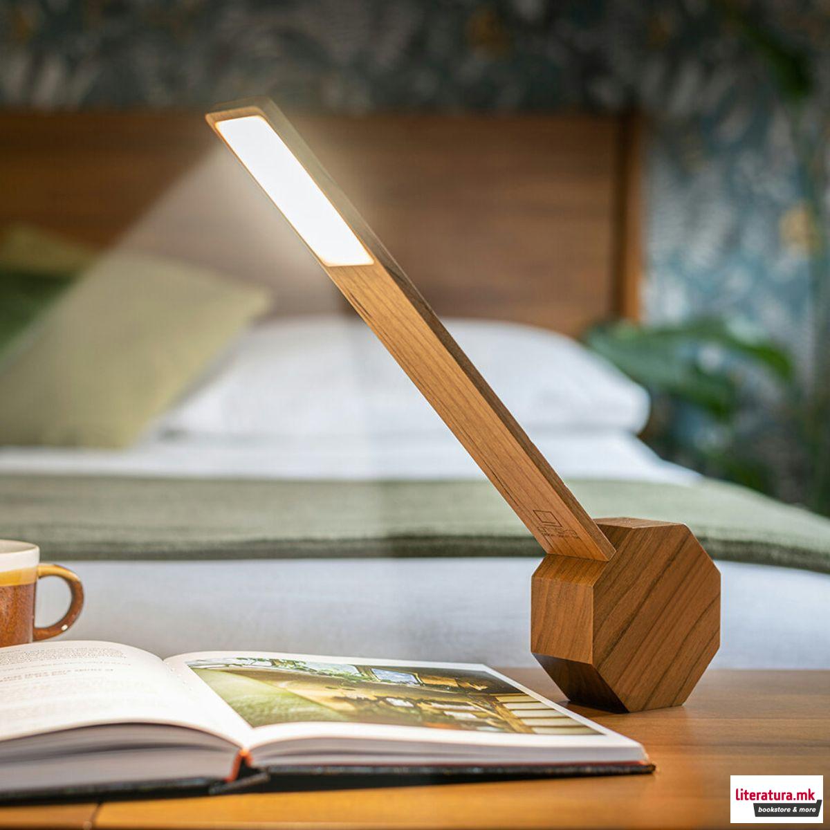 Часовник/Ламба, Octagon One Plus Portable Alarm Clock Desk Light, дрво - цреша