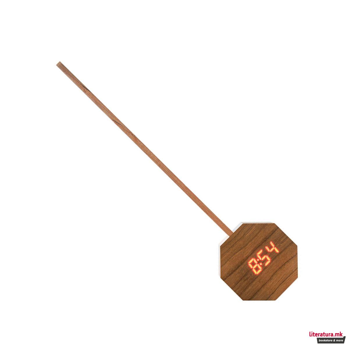 Часовник/Ламба, Octagon One Plus Portable Alarm Clock Desk Light, дрво - цреша
