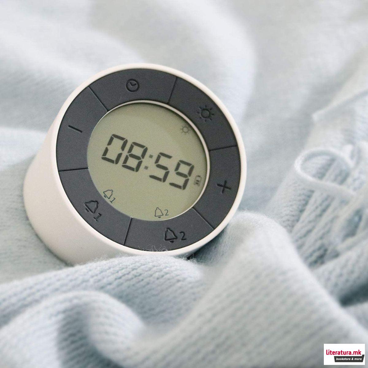 Будилник, The Edge Light Alarm Clock, бел