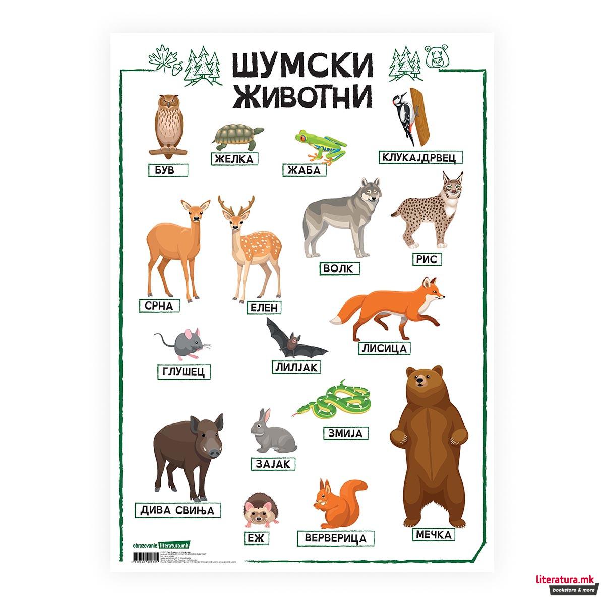 Постер, Шумски животни, пластифициран