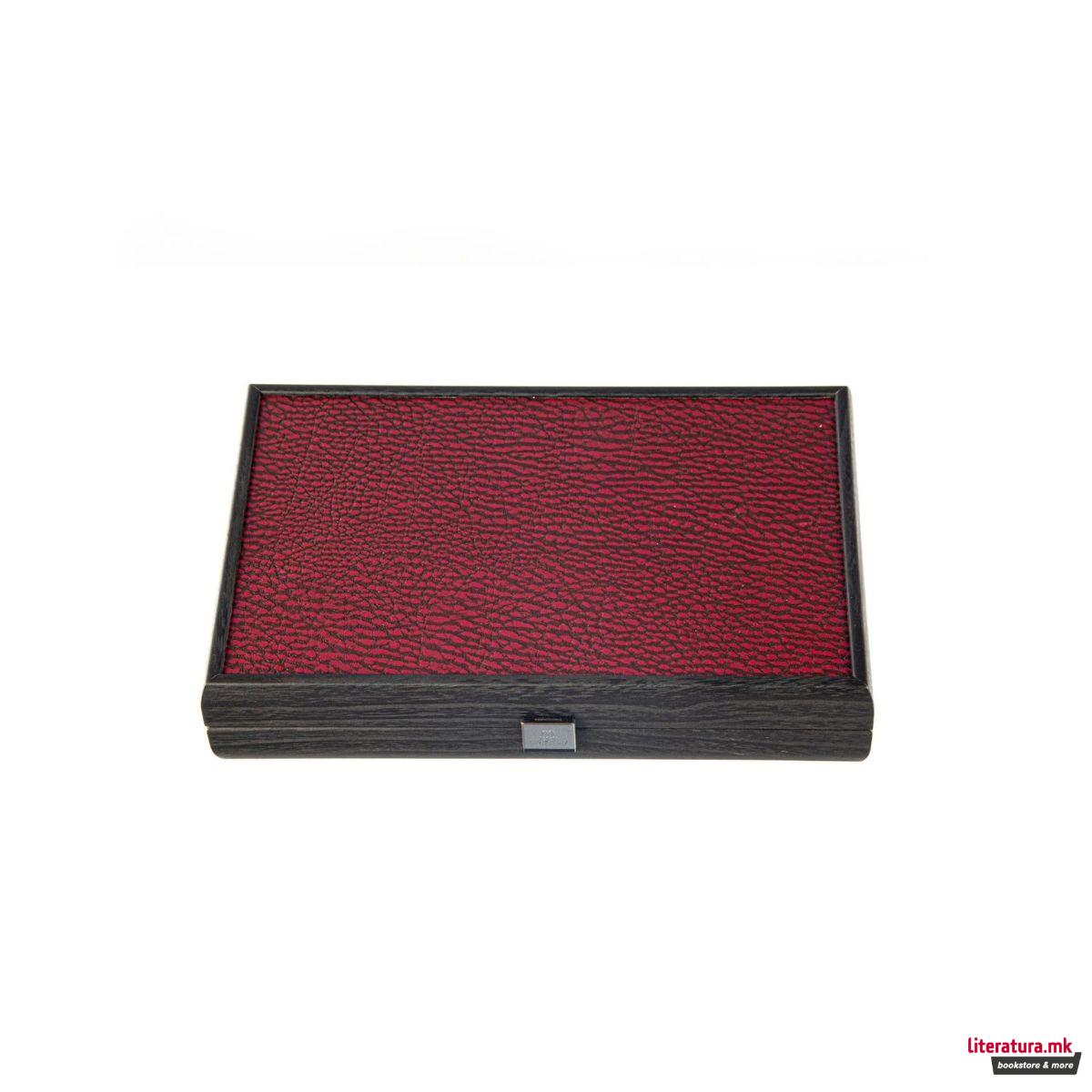 Сет за табла, Handcrafted Burgundy Red Travel Set