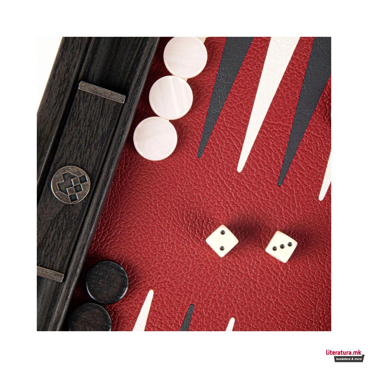 Сет за табла, Handcrafted Burgundy Red Travel Set