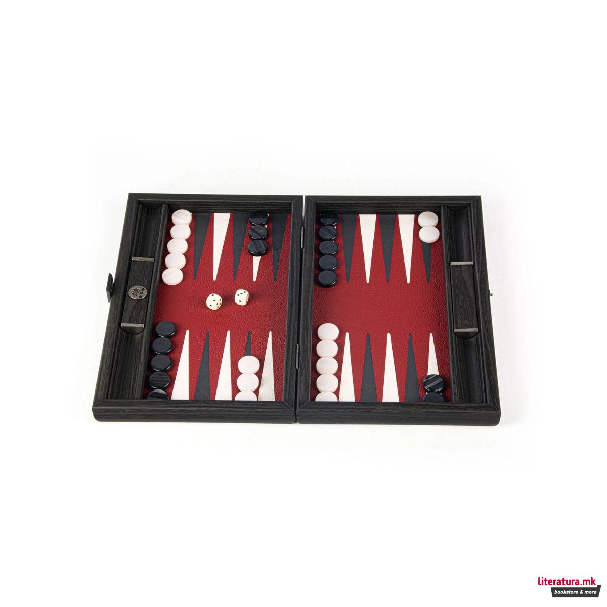 Сет за табла, Handcrafted Burgundy Red Travel Set