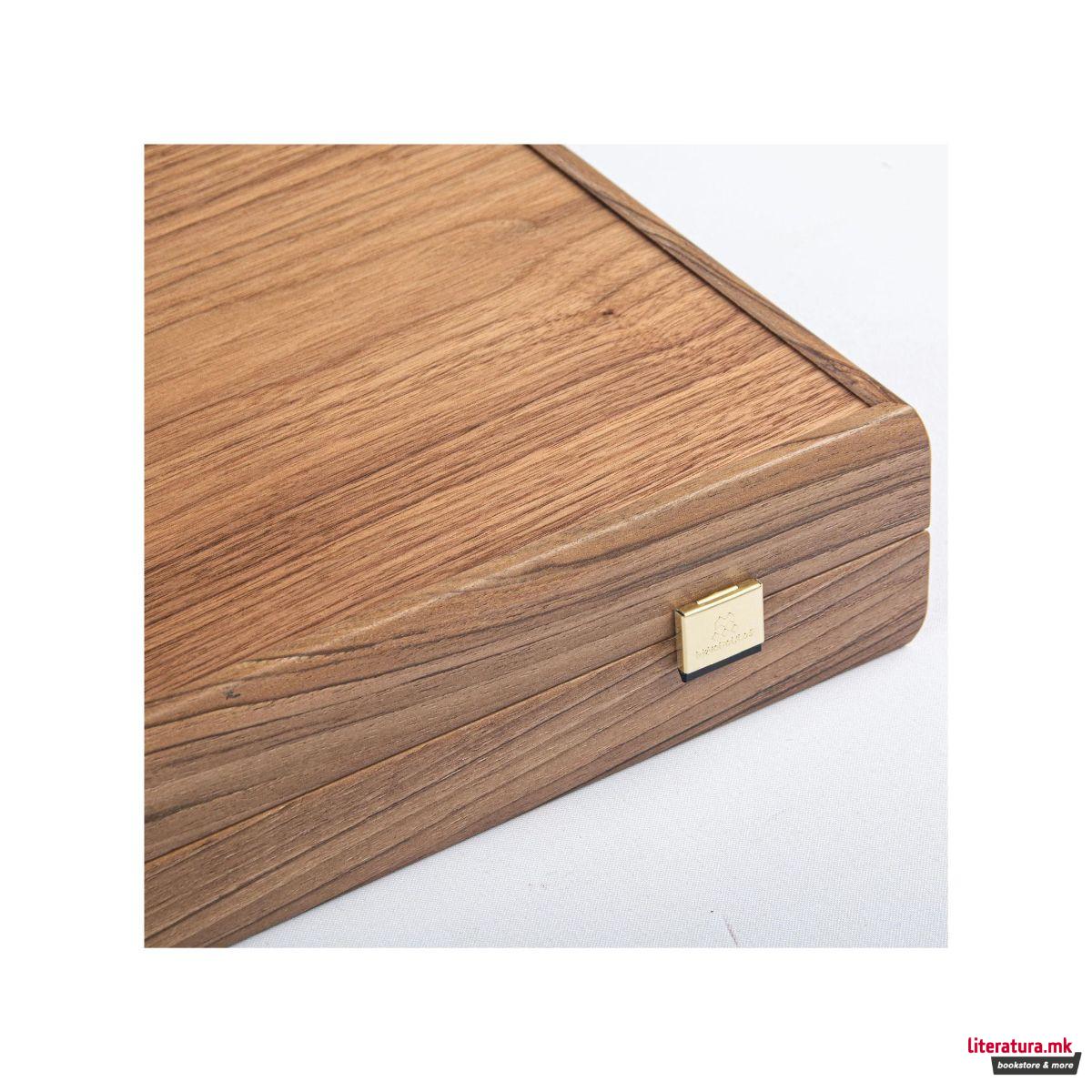 Сет за табла, Handcrafted Oak & American Walnut - Elegant Marquetry Design