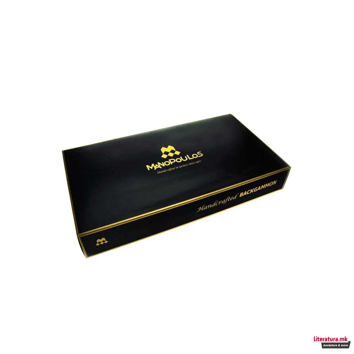 Сет за табла, Premium Handcrafted Black Oak with Silver Stripes