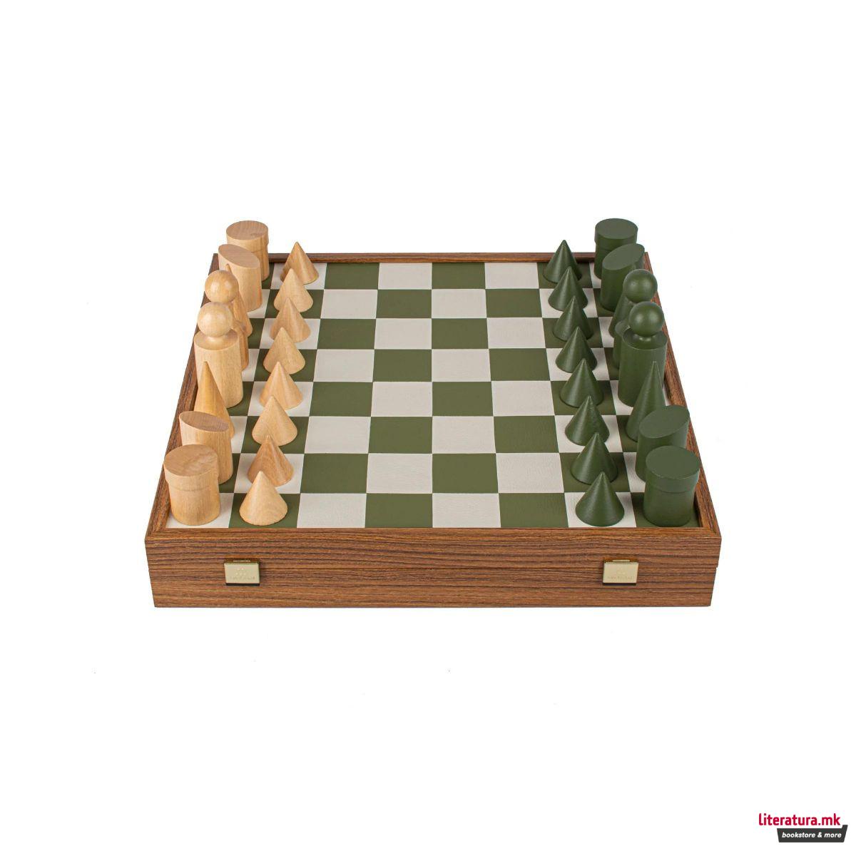 Сет за шах, Bauhaus Style, зелен, 40 x 40 cm
