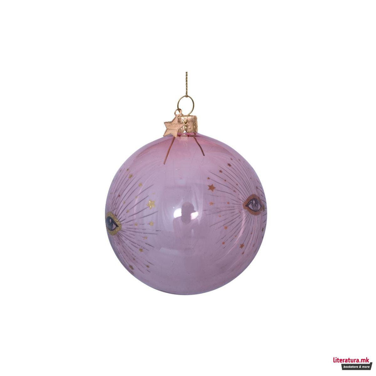 Лампион, Pink Transparent Bauble with Gold Eye