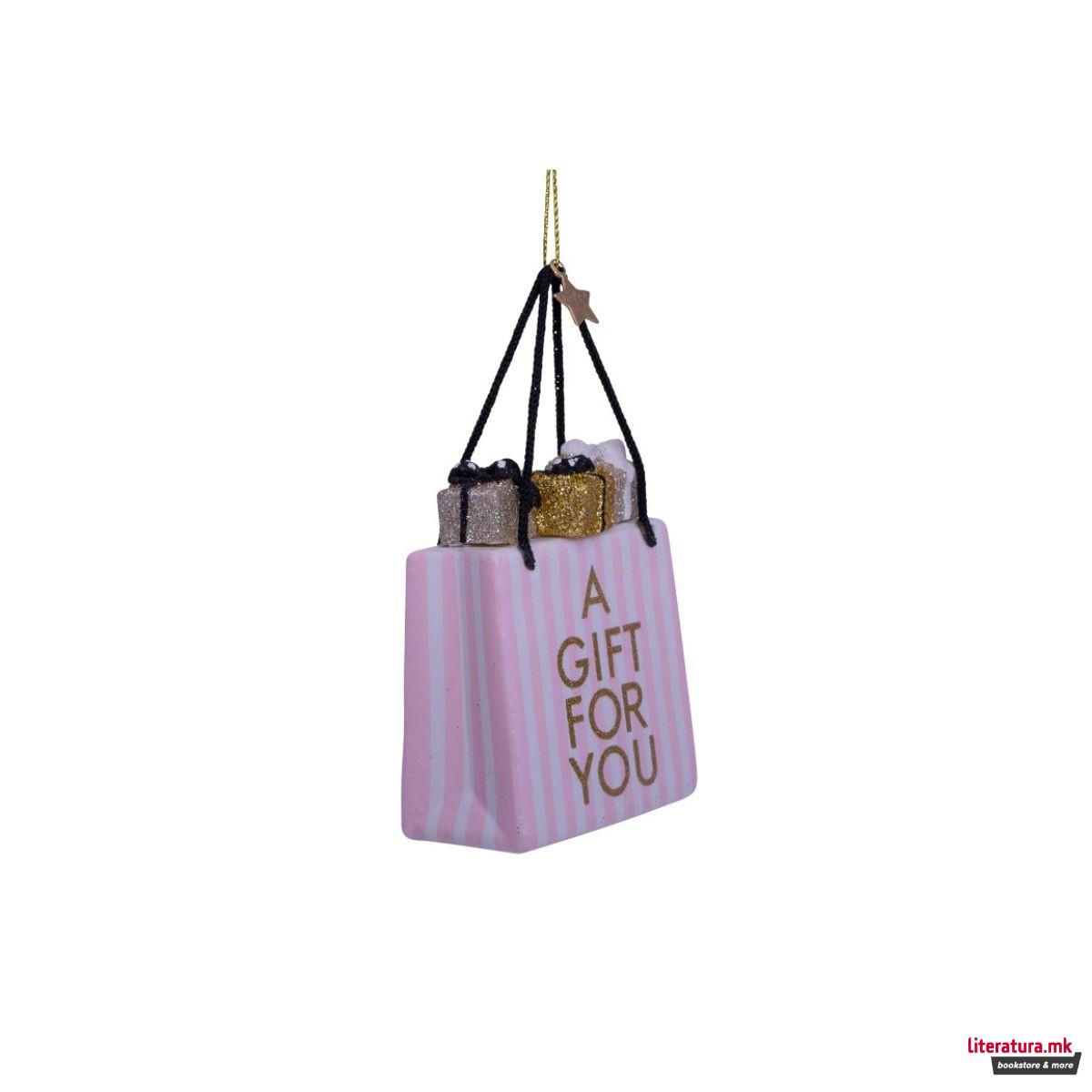 Лампион, Pink/White Striped Gift Bag, 8.5 cm